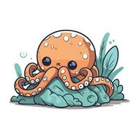 Cute cartoon octopus. Vector illustration isolated on white background.