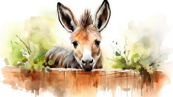 a cute little Zonkey in watercolor style. Generative AI photo