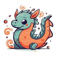 Cute cartoon dragon. Vector illustration isolated on a white background.