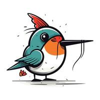 Funny cartoon swallow bird. Vector illustration. Isolated on white background.