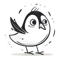 Vector illustration of a cute cartoon penguin. Hand drawn bird.