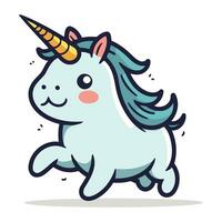 Cute cartoon unicorn. Vector illustration. Isolated on white background.