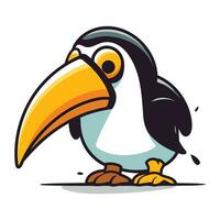 Cute cartoon toucan isolated on white background. Vector illustration.