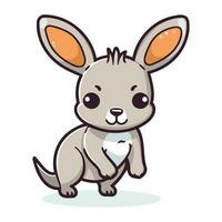 Cute kawaii kangaroo cartoon character vector illustration.