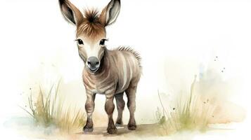 a cute little Zonkey in watercolor style. Generative AI photo