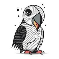 Cute parrot vector illustration. Hand drawn doodle style.