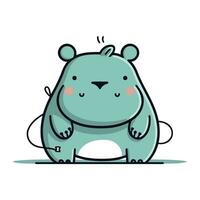 Cute hippo cartoon character. Vector illustration in flat style.