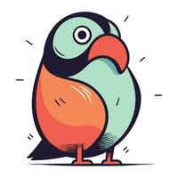 Cute cartoon parrot. Vector illustration. Isolated on white background.