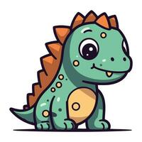 Cute cartoon dinosaur. Vector illustration of a cute baby dinosaur.