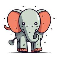 linda dibujos animados elefante. vector ilustración de un linda elefante en blanco antecedentes.