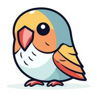 Cute cartoon parrot. Vector illustration isolated on white background.