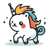 Cute cartoon unicorn. Vector illustration. Isolated on white background.