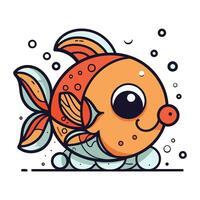 Cute cartoon fish. Vector illustration. Isolated on white background.