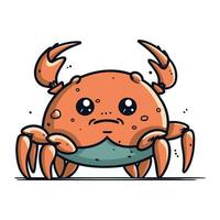 Crab character. Cute cartoon sea animal. Vector illustration.