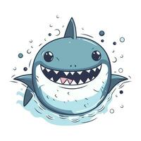 Shark. Vector illustration of a cartoon shark. Funny shark.