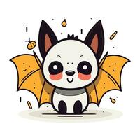 Cute little cartoon bat. Vector illustration. Isolated on white background.