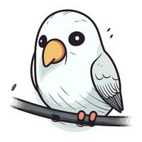 Illustration of a Cute Little White Owl Sitting on a Branch vector