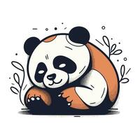 Cute panda vector illustration. Cute cartoon panda character.