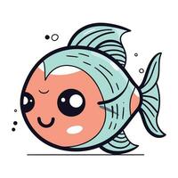 Cute cartoon fish character. Vector illustration of a cute fish.