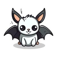 Cute cartoon bat character vector illustration. Cute cartoon bat.