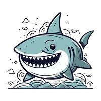 Shark vector illustration. Cute cartoon shark. Vector illustration.