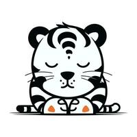 Cute cartoon tiger on a white background. Vector illustration in flat style.