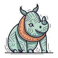 Cartoon rhinoceros. Vector illustration of a rhinoceros.