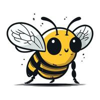 Cute cartoon bee isolated on a white background. Vector illustration.
