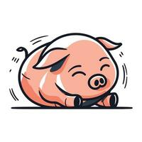 Cute piggy vector illustration. Isolated on white background.