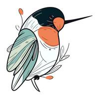 Hand drawn vector illustration of a hummingbird isolated on white background.