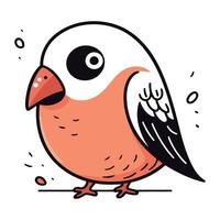 Vector illustration of a cute little bullfinch on white background.