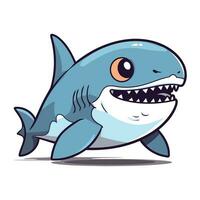 Cute cartoon shark. Vector illustration. Isolated on white background.