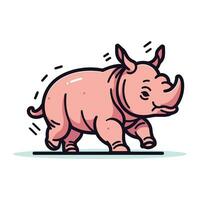 Cartoon rhinoceros. Vector illustration of a wild animal.