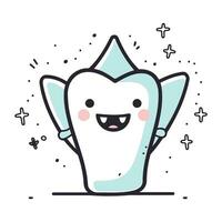 Cute cartoon tooth character. Vector illustration in doodle style.