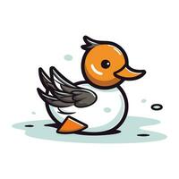 Cute cartoon duck on white background. Vector illustration. Isolated.