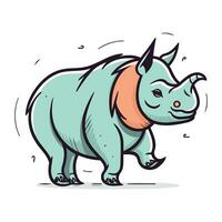 Cartoon rhinoceros. Vector illustration on white background.