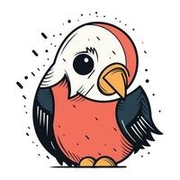 Cute cartoon parrot. Vector illustration. Isolated on white background.