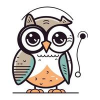 Cute owl with glasses. Vector illustration in a flat style.