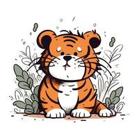 Cute cartoon tiger. Vector illustration for your design. Vector illustration.