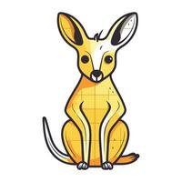 Cute kangaroo isolated on white background. Vector illustration.