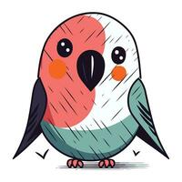 Vector illustration of cute cartoon parrot. Isolated on white background.