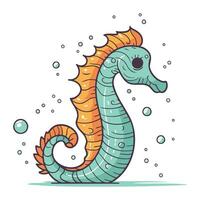 Cartoon sea horse. Vector illustration of a seahorse.