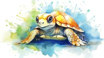 a cute little Turtle in watercolor style. Generative AI photo