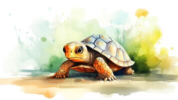 a cute little Turtle in watercolor style. Generative AI photo