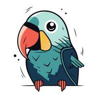 Cute parrot. Vector illustration. Isolated on white background.