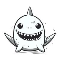 Cute cartoon shark. Vector illustration isolated on a white background.