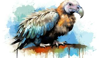 a cute little Vulture in watercolor style. Generative AI photo