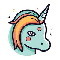 unicornio cabeza. vector ilustración en garabatear estilo.