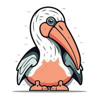 Cartoon pelican on white background. Vector illustration of a pelican.