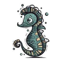hipocampo. mar caballo. mano dibujado vector ilustración.